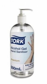 Tork StaySafe 511105 Alcohol Gel Hand Sanitiser 500ml Pump Bottle