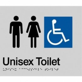 Best Buy MFDT-SILVER Unisex Accessible Braille Toilet Sign Silver