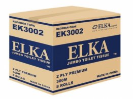Best Buy Elka EK3002 Jumbo Toilet Paper 300m Carton of 8