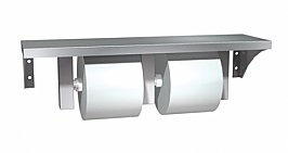 JD MacDonald 0697-GAL Double Toilet Roll Holder with Shelf Satin Stainless Steel