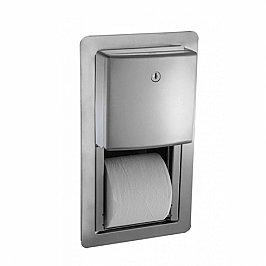 JD MacDonald Roval 20031 Double Toilet Roll Holder Semi-Recessed Satin Stainless Steel