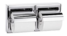 Bradley 5126 Dual Roll Holder, Hooded, Surface Mount Bright Polished