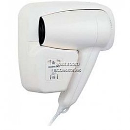 Bradley 5-Star 220-100 Dual Heat Hair Dryer Wall Mount Compact White ABS Plastic