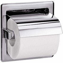 Bradley 5103  Single Toilet Roll Holder, Hooded Recessed Chrome Plated Plastic