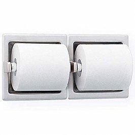 Bradley 5124 Double Toilet Roll Holder, Recessed Satin Stainless Steel