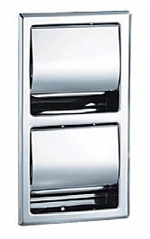 Bradley 5127 Double Toilet Roll Holder, Recessed Bright Polished Stainless Steel