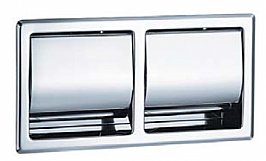 Bradley 5128 Dual Toilet Roll Dispenser, Recessed Bright Polished Stainless Steel