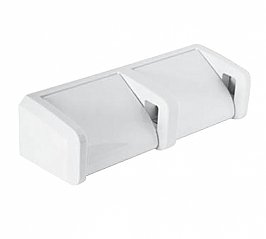 Bradley 5244 Double Toilet Roll Holder, Hooded White ABS Plastic