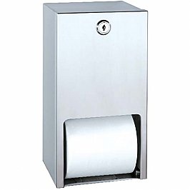 Bradley 5402 Double Toilet Roll Dispenser, Lockable Satin Stainless Steel