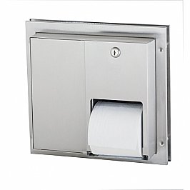 Bradley Partition 5422 Dual Toilet Roll Dispenser, Recessed Satin Stainless Steel