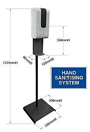 Bradley CleanHands 68602 Sanitising Gel Dispenser with Square Stand Black/White