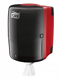 Tork W2 653008 Centrefeed Dispenser Maxi Black and Red Plastic