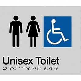 Best Buy MFDT-SILVER Unisex Accessible Braille Toilet Sign Silver
