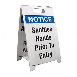 Brady 879141 Economy Floor Stand - Sanitise Hands Prior to Entry/All Visitors Must Register at Office