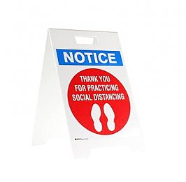 Brady 879153 Heavy Duty Floor Stand - Thank You For Practicing Social Distancing