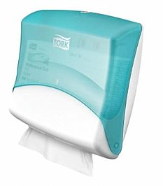 Tork W4 654000 Wiper Cloth Dispenser White and Turquoise Plastic