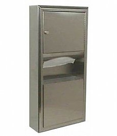 Bobrick Classic B3699 Paper Dispenser and Waste Bin 7.6L Surface Mount Satin Stainless Steel