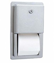 Bobrick Classic B3888 Dual Toilet Tissue Dispenser Recessed Satin Stainless Steel
