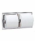 Bobrick B6977.60 Double Toilet Roll Holder Recessed No Hoods Satin Stainless Steel