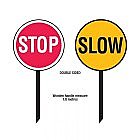 Brady B833899 Stop Slow Traffic Paddle Red/Yellow 1.8m Handle