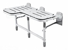 Bobrick Folding Shower Seat B918116R Bariatric with legs Right Hand White Laminate