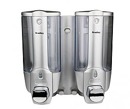 Bradley 6253-S Dual Soap Dispenser, 2 x 370mL, Silver/Clear Plastic