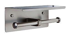 Metlam ML269_TRH_SS Double toilet roll holder with shelf top