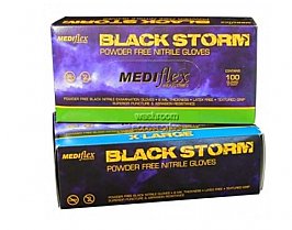 Mediflex Storm-S-1 Disposable Nitrile Gloves, Powder Free, Small (Box of 100 Gloves)