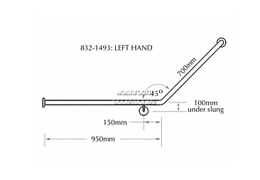 Bradley Accessible 832-1493  Grab Rail Rear Wall, 45 Degree Left Hand