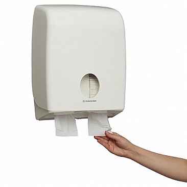 Kimberly Clark Aquarius 69900 Toilet Paper Dispenser Twin Interleaved White ABS Plastic