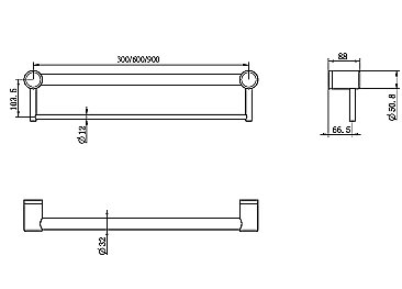Avail Design Calibre Mecca R01T60-MB 600mm Grab Rail with Towel Holder