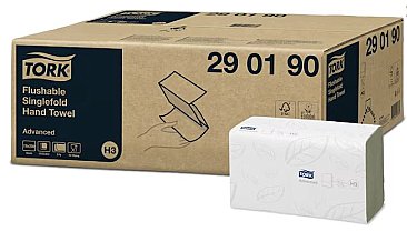 Tork H3 290190  Singlefold Hand Towel Flushable Advanced (Carton 15 Packs)