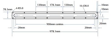 Bradley Security SA72BP Grab Rail Anti-Ligature Straight 300mm (centres)