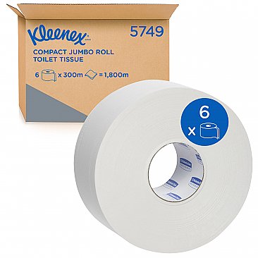 Kleenex 5749 Compact Jumbo Toilet Tissue Rolls, Carton (6 Rolls)