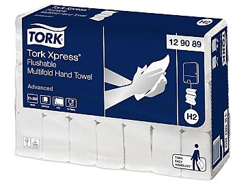 Tork H2 Xpress 129089 Hand Towel Multifold Flushable (Carton 21 Packs)