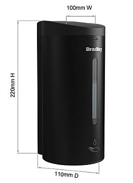 Bradley CleanHands 6868BL Sanitiser or Soap Dispenser, Sensor Operated 700ml Black