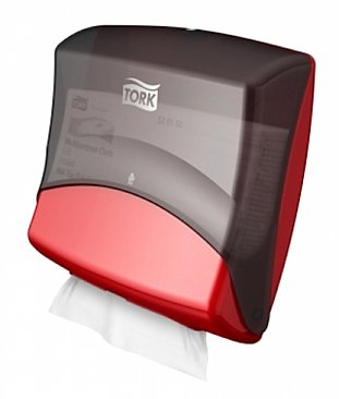 Tork W4 654008 Wiper Cloth Dispenser Black and Red Plastic