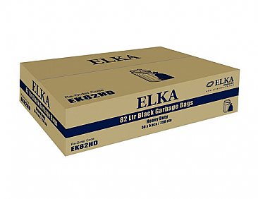 Best Buy ELKA Heavy Duty Garbage Liners 82L Black Carton (250 Liners)